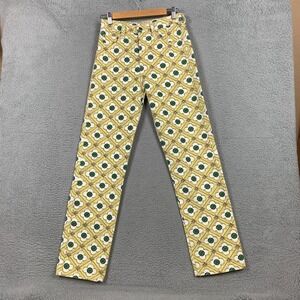 Todd Oldham Jeans Women's Size 6 Yellow Patterned Denim Straight 90s Y2k VTG